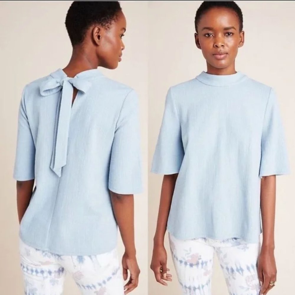 Anthropologie Bette Tie-Back Top Sky Blue